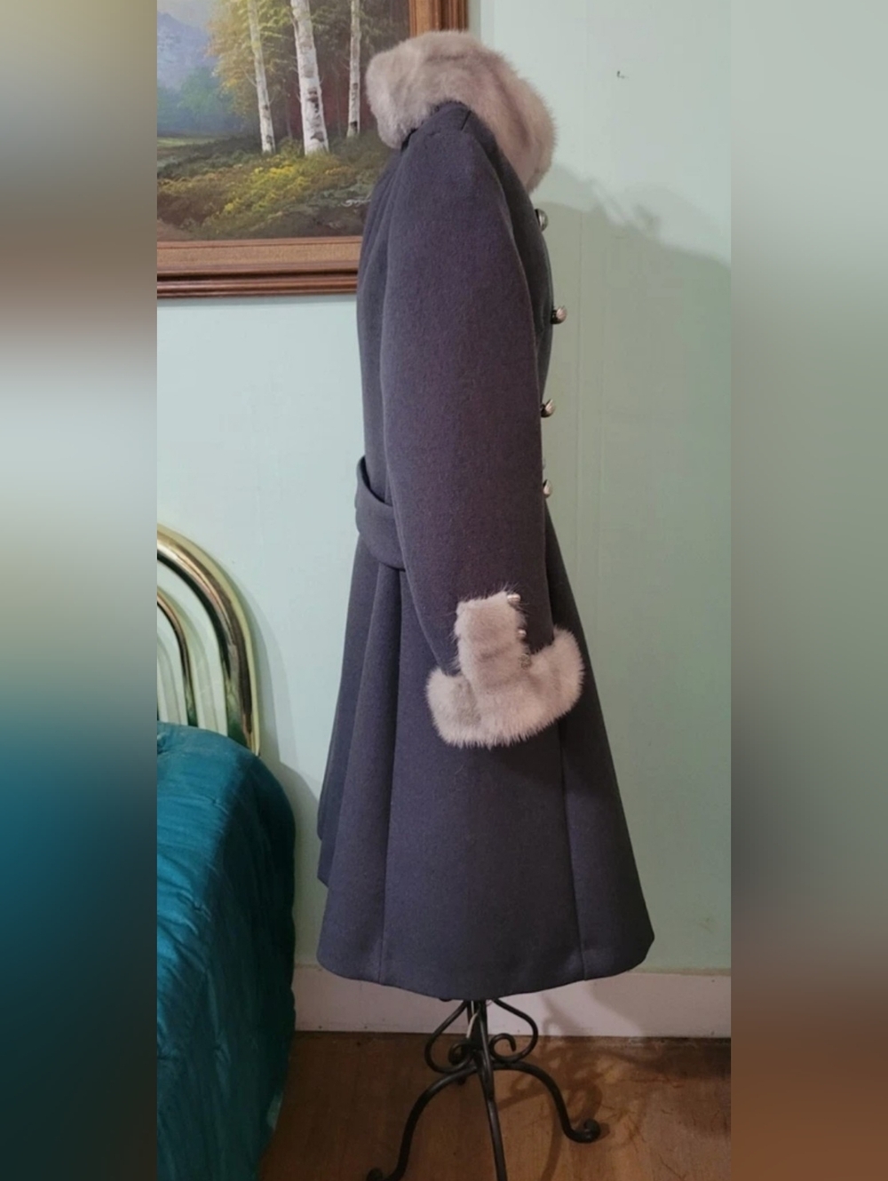 Vintage Stevens Forestmann Wool Mink Coat S M Grey - Picture 2 of 11